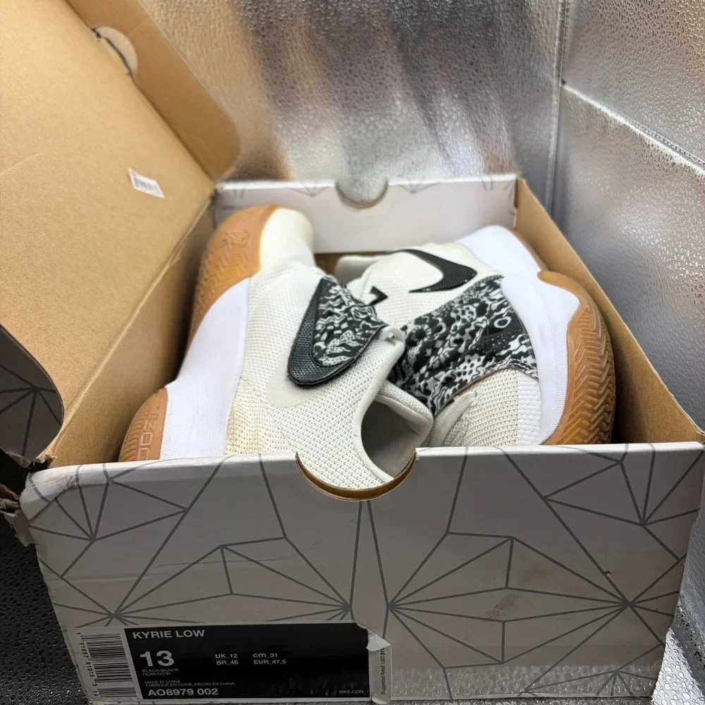 Size 13 Nike Kyrie Low 1 White/Black Mens Lace Up Athletic Sneaker A08979-100